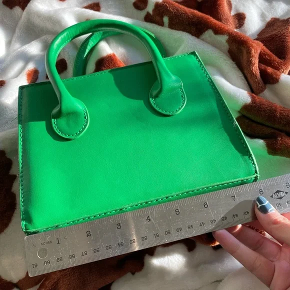 🖤5/$20 Bright Green Mini Tote Crossbody Bag - Picture 10 of 11
